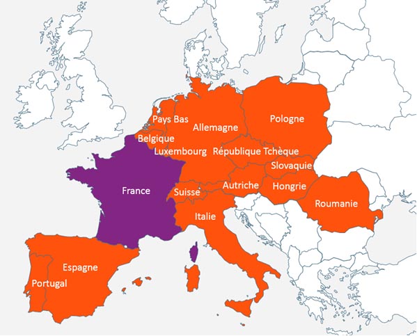Carte de la verbalisation des pays europens